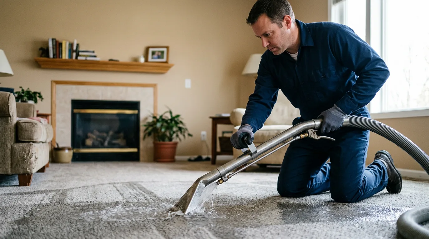 Water damage restoration technician working near Texas City, TX